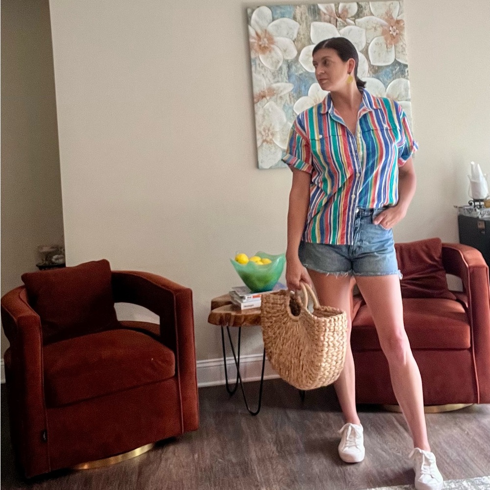 Vintage Colorful Striped Button Down Shirt - Picture 6 of 8